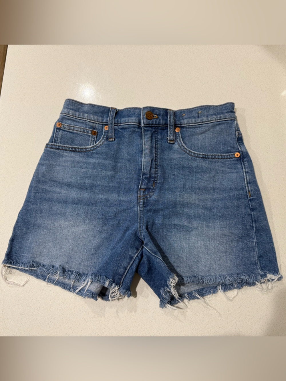 Madewell Distressed Light Blue Denim Cutoff Shorts